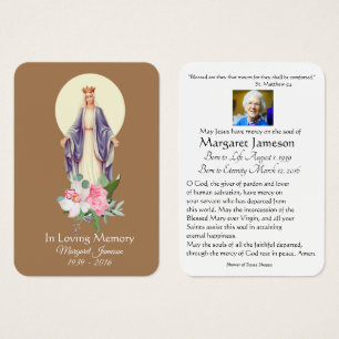 Jungfrau Mary Katholic Funeral Memorial Holcard -