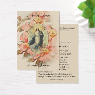 Jungfrau Mary Katholic Funeral Memorial Holcard -