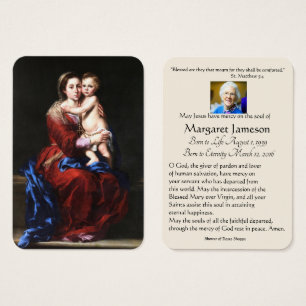 Jungfrau Mary Katholic Funeral Memorial Holcard -