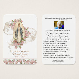 Jungfrau Mary Katholic Funeral Memorial Holcard -