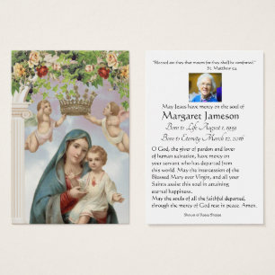 Jungfrau Mary Katholic Funeral Memorial Holcard -