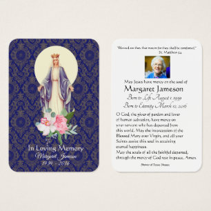 Jungfrau Mary Katholic Funeral Memorial Holcard -