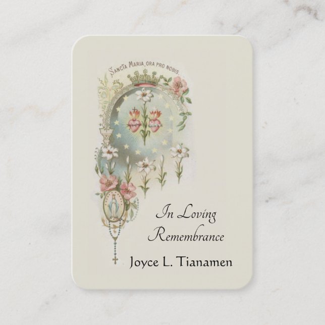 Jungfrau Mary Katholic Funeral Memorial Holcard - Visitenkarte (Vorderseite)