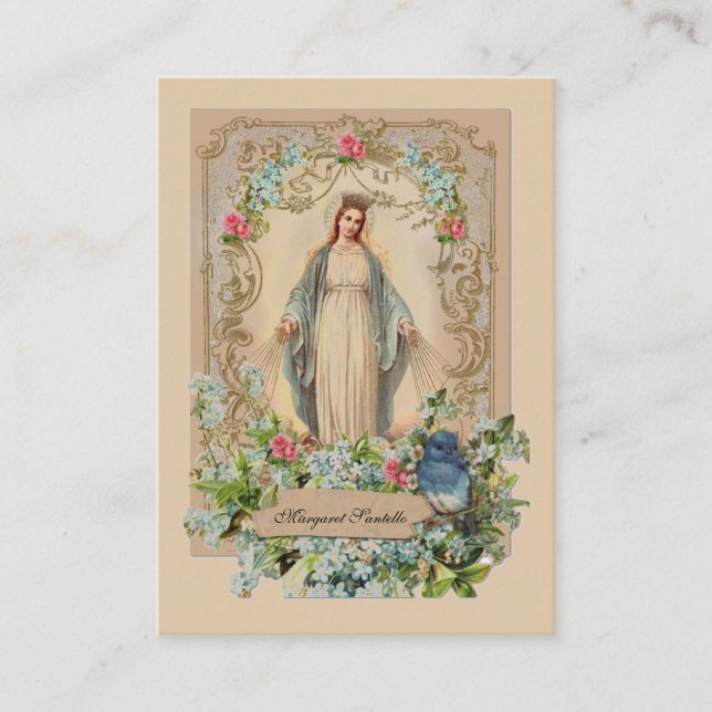 Jungfrau Mary Katholic Funeral Memorial Holcard - Visitenkarte (Vorderseite)