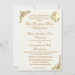 Jungfrau Mary Katholic Sepia Hochzeitseinladung Einladung