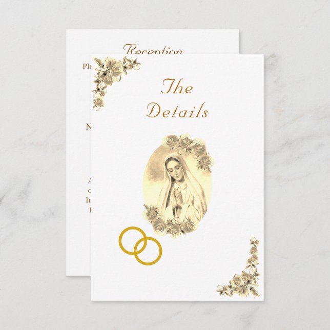 Jungfrau Mary Katholic Sepia Wedding Enclosure Car Begleitkarte (Vorne/Hinten)