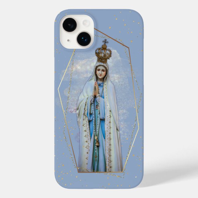 Jungfrau Mary Katholic Sky Blue & Gold Case-Mate iPhone Hülle (Rückseite)