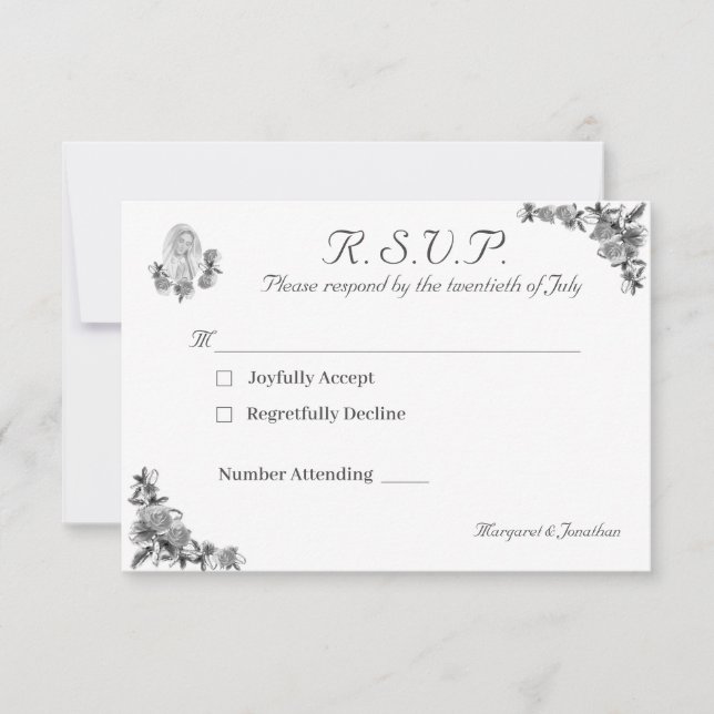 Jungfrau Mary Katholic Wedding Response Card RSVP Karte (Vorderseite)