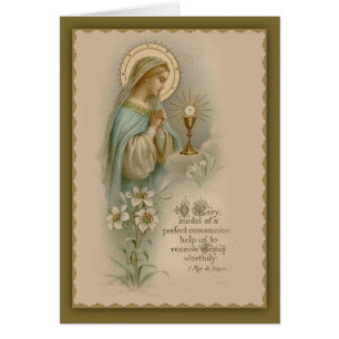 Jungfrau Mary Madonna bewundert die Eucharistin