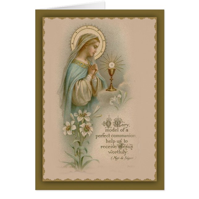 Jungfrau Mary Madonna bewundert die Eucharistin (Vorne)