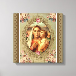 Jungfrau Mary Madonna Kind Jesus Rose Rosary Leinwanddruck