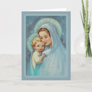 Jungfrau Mary Madonna mit Baby Jesus Lace Feiertagskarte