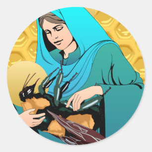 Jungfrau Mary Madonna u. Hummel-Biene Runder Aufkleber