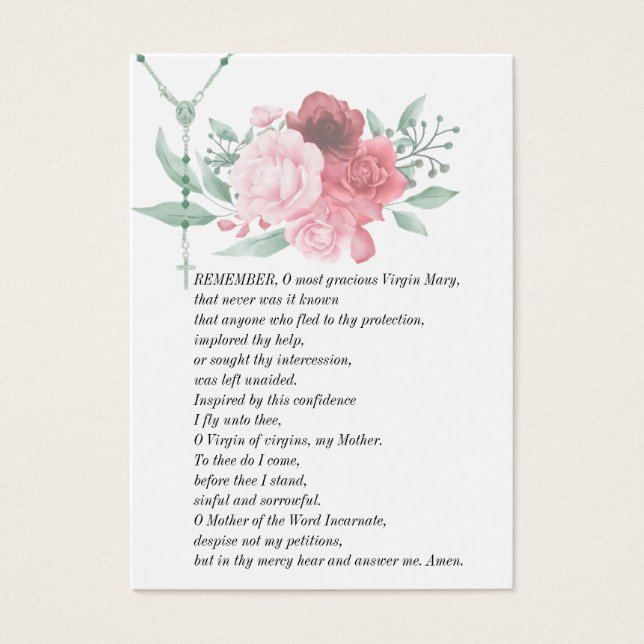 Jungfrau Mary Memorare Gebet Beerdigungskarte (Vorderseite)