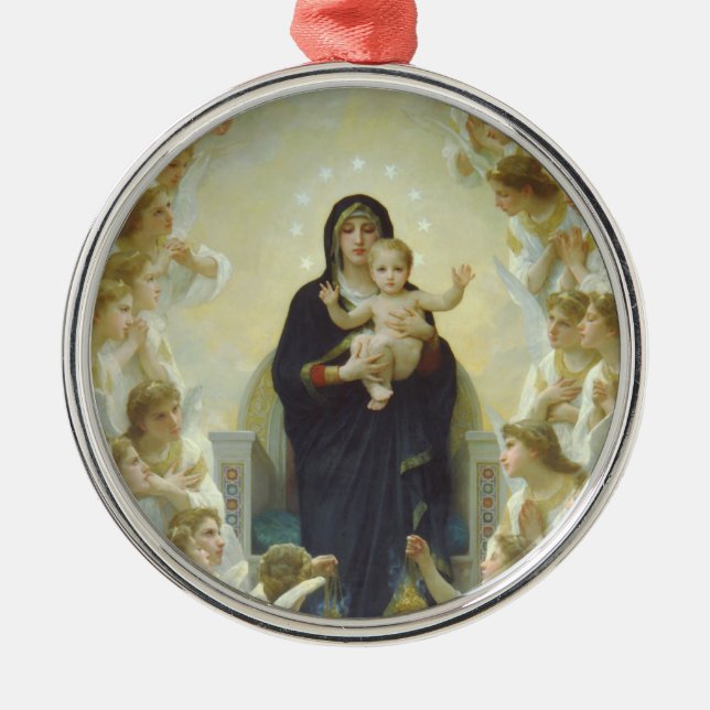 Jungfrau Mary mit Baby Jesus und Engel Silbernes Ornament (Vorne)