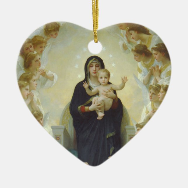 Jungfrau Mary mit Baby Jesus und Engeln Keramik Ornament (Vorne)