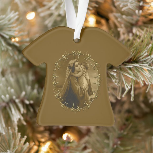 Jungfrau Mary mit Child Jesus, Goldrand Design Ornament (Baum)
