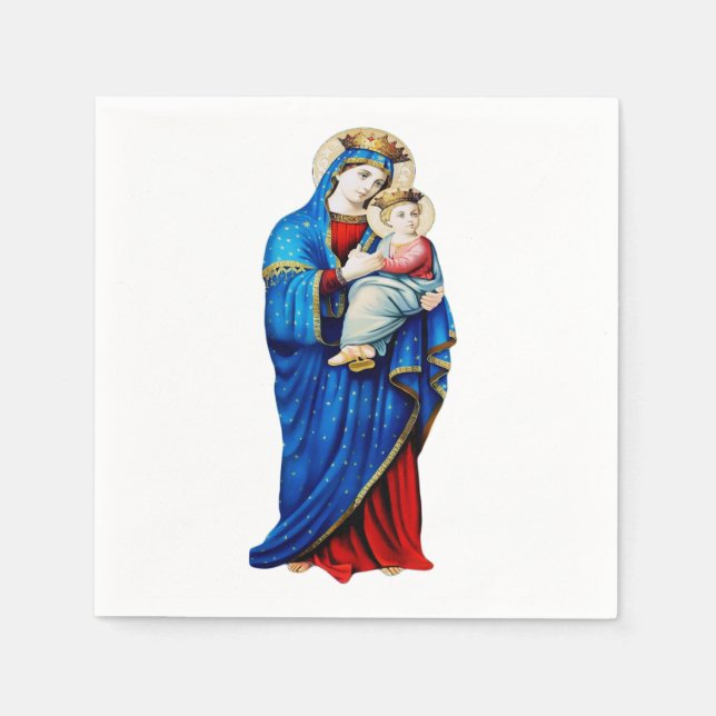 Jungfrau Mary mit dem Baby Jesus Serviette (Vorderseite)