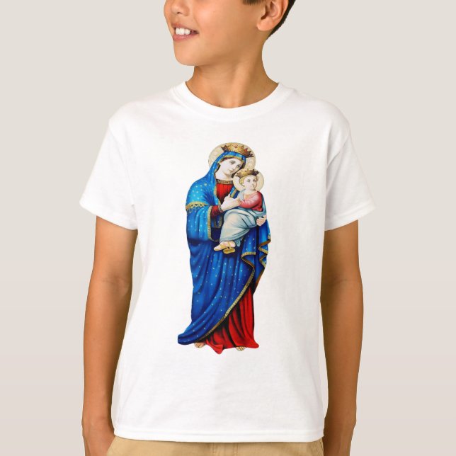 Jungfrau Mary mit dem Baby Jesus T-Shirt (Vorderseite)