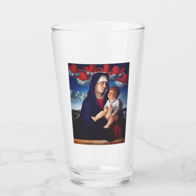 Jungfrau Mary mit dem Baby Jesus und den Roten Kir Glas (Vorderseite)