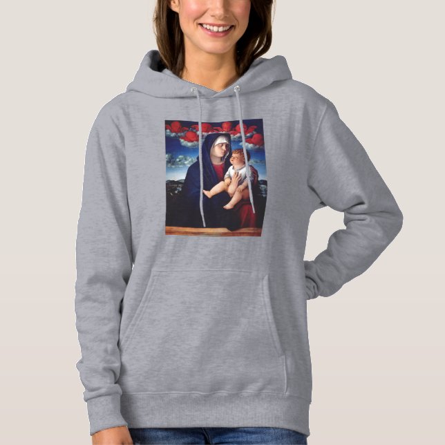 Jungfrau Mary mit dem Baby Jesus und den Roten Kir Hoodie (Vorderseite)