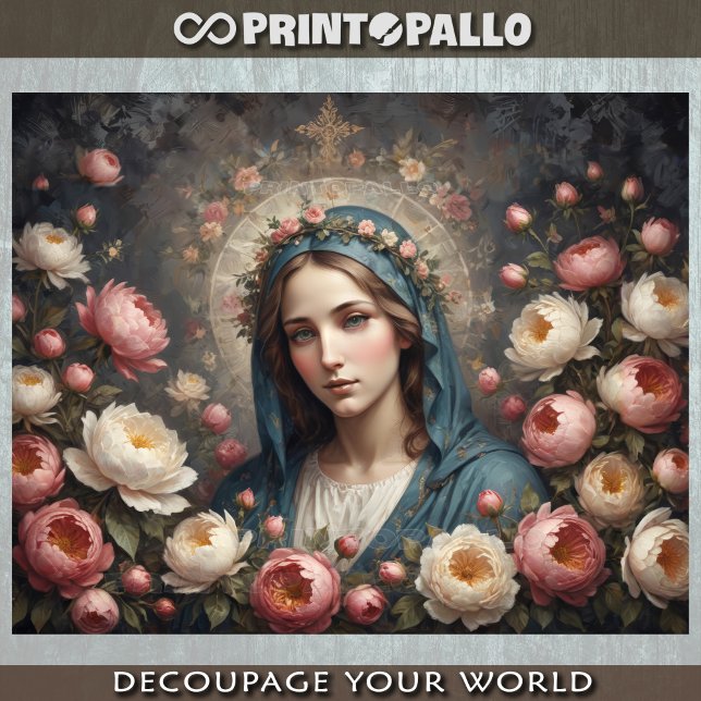 Jungfrau Mary mit Halo und Blume Seidenpapier (Von Creator hochgeladen)