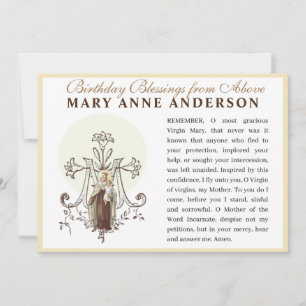 Jungfrau Mary Mt. Carmel Katholic Memorare Gebet Karte