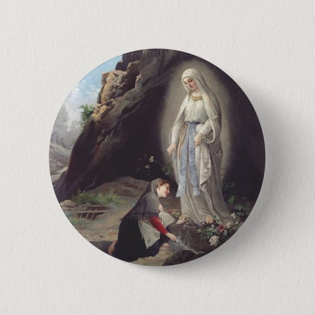 Jungfrau Mary of Lourdes Button (Vorderseite)