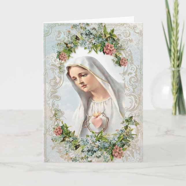 Jungfrau Mary Our Lady of Fatima Religious Floral  Karte (Vorderseite)