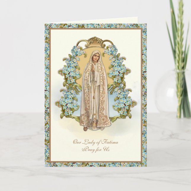 Jungfrau Mary Our Lady of Fatima Religious Floral  Karte (Vorderseite)