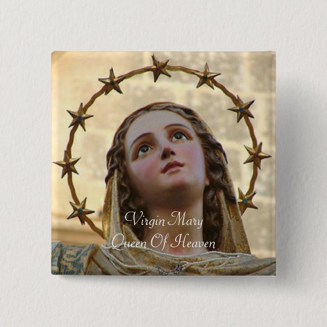 Jungfrau Mary Queen of Heaven Button (Vorderseite)