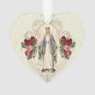 Jungfrau Mary Religiöse Vintage Rose Ornament