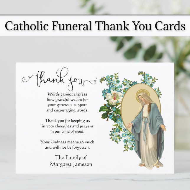Jungfrau Mary Religious danke Ihnen Beileid (Virgin Mary Catholic Funeral Thank You Cards)