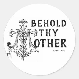 Jungfrau Mary Religious Katholic Scripture Cross Runder Aufkleber