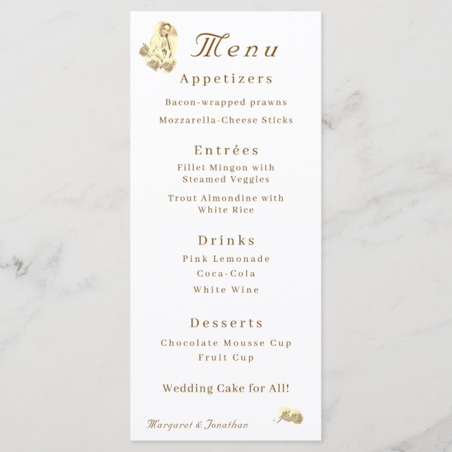 Jungfrau Mary Sepia Katholic Wedding Menu Menükarte (Vorderseite)