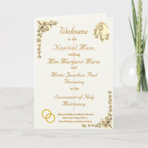 Jungfrau Mary Sepia Katholic Wedding Program Programm