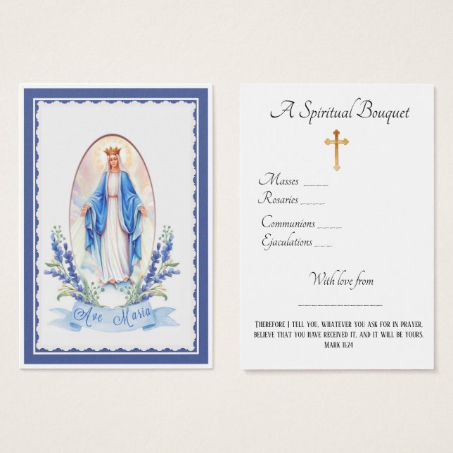 Jungfrau Mary Spiritual Bouquet Gebet Heilige Kart (Vorne & Hinten)