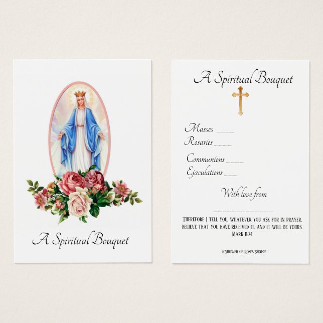 Jungfrau Mary Spiritual Bouquet Gebet Heilige Kart (Vorne & Hinten)
