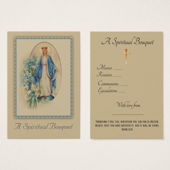 Jungfrau Mary Spiritual Bouquet Gebet Heilige Kart (Vorne & Hinten)
