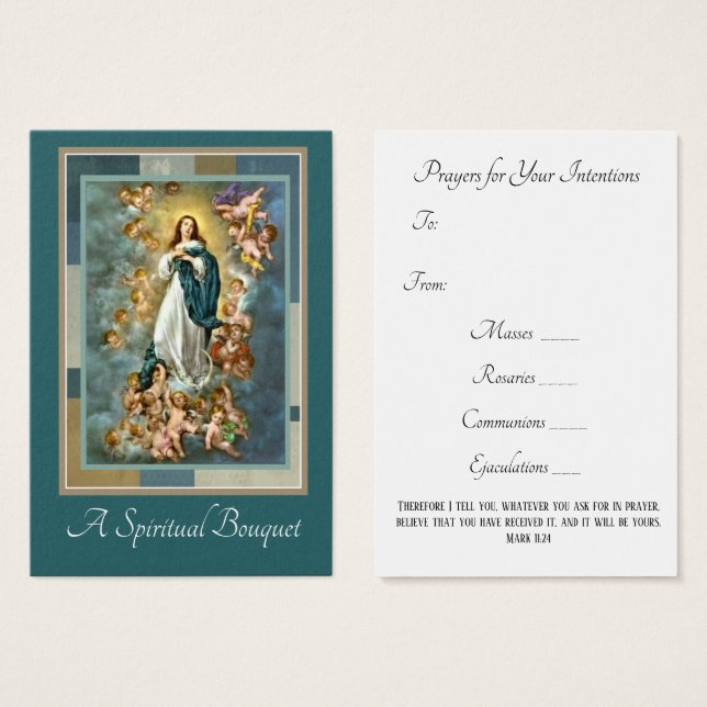 Jungfrau Mary Spiritual Bouquet Gebet Heilige Kart (Vorne & Hinten)