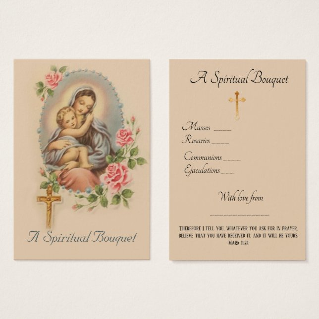 Jungfrau Mary Spiritual Bouquet Gebet Heilige Kart (Vorne & Hinten)