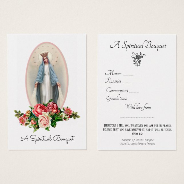 Jungfrau Mary Spiritual Bouquet Gebet Heilige Kart (Vorne & Hinten)