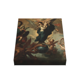Jungfrau Mary St. Michael Apokalypse Religiöser En Leinwanddruck