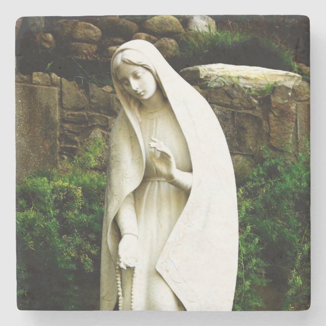 Jungfrau Mary Statue Steinuntersetzer (Vorderseite)
