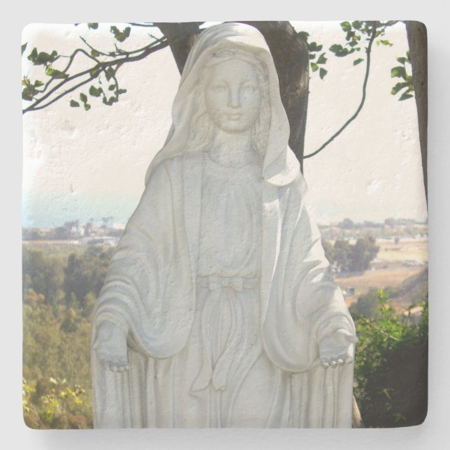 Jungfrau Mary Statue Steinuntersetzer (Vorderseite)