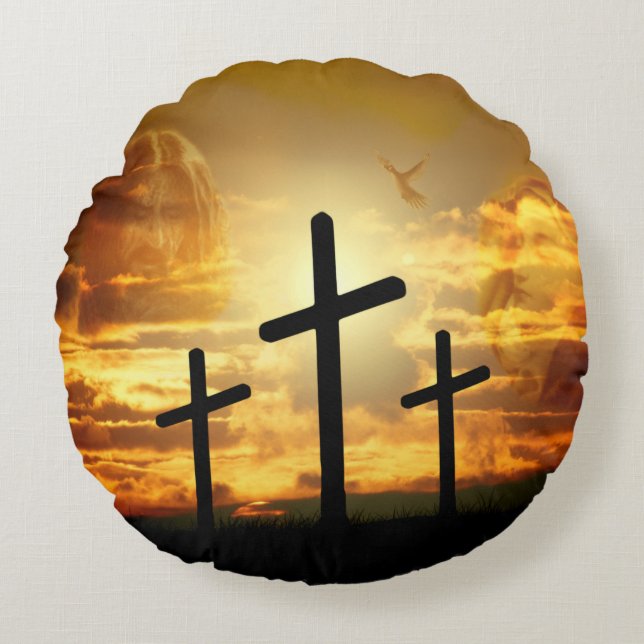 Jungfrau-Mary-Taube Calvery Jesuss Christus Rundes Kissen (Vorderseite)