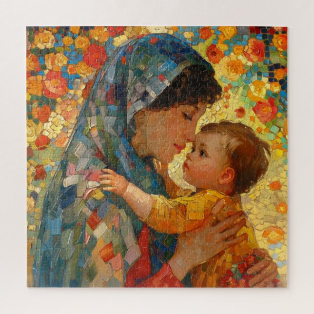 Jungfrau Mary und Baby Jesus Impressionismus Puzzle (Vertikal)