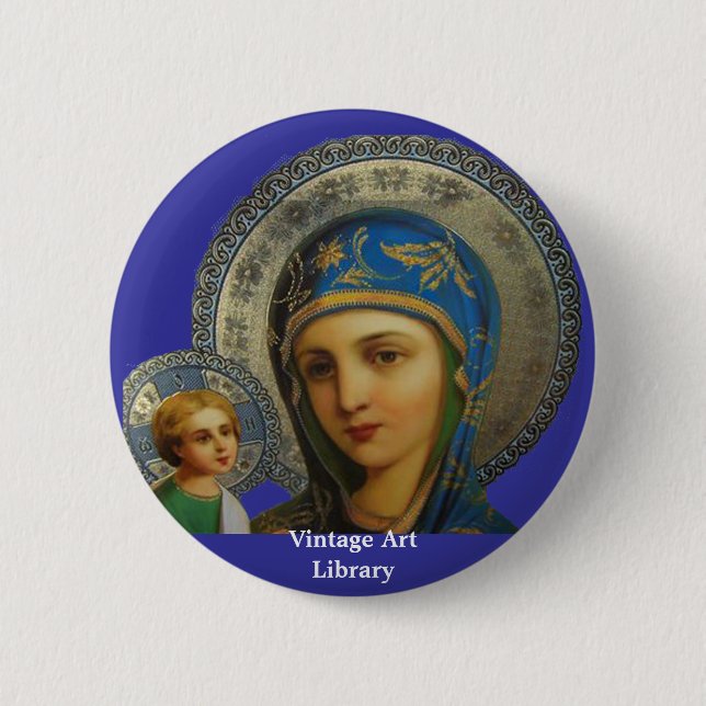 Jungfrau Mary und Kind Jesus Button (Vorderseite)