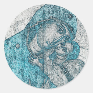 Jungfrau Mary und Säugling Jesus Christus Vintag B Runder Aufkleber
