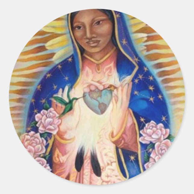 Jungfrau Mary - Unsere Dame von Guadalupe Runder Aufkleber (Vorderseite)